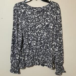 Cato Women's Black White Comfortable Abstract Long Sleeve Blouse Size Large